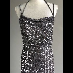 Vintage Sequined Silver Gown